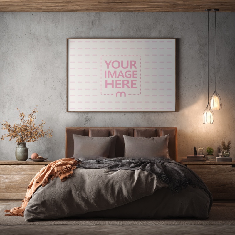 18x12 Landscape Canvas Mockup Above Bed preview image