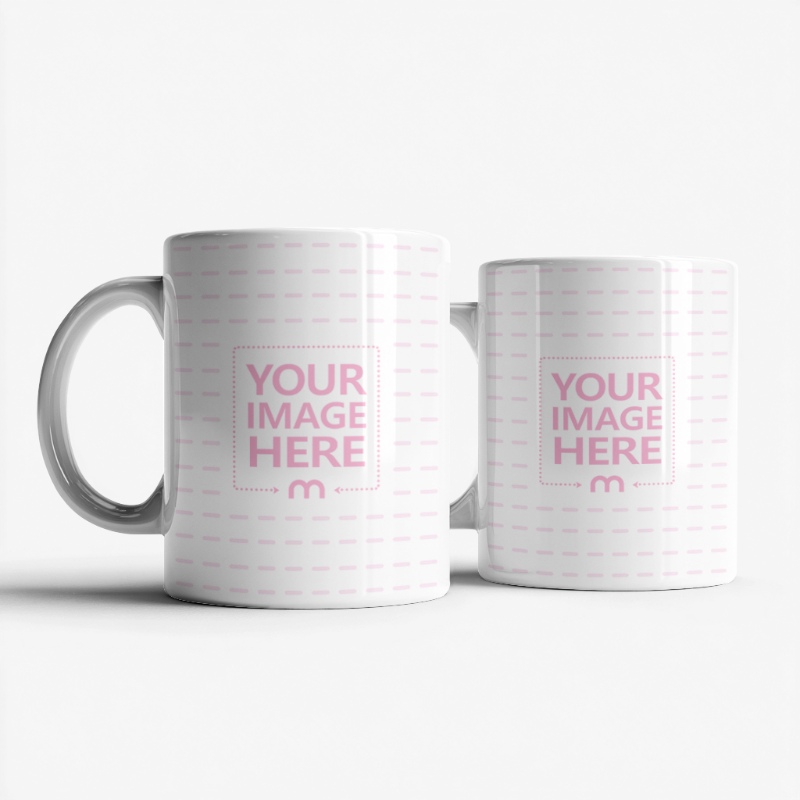 15oz Ceramic Coffee Mug Mockup with Two Mugs preview image