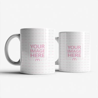 15oz Ceramic Coffee Mug Mockup with Two Mugs