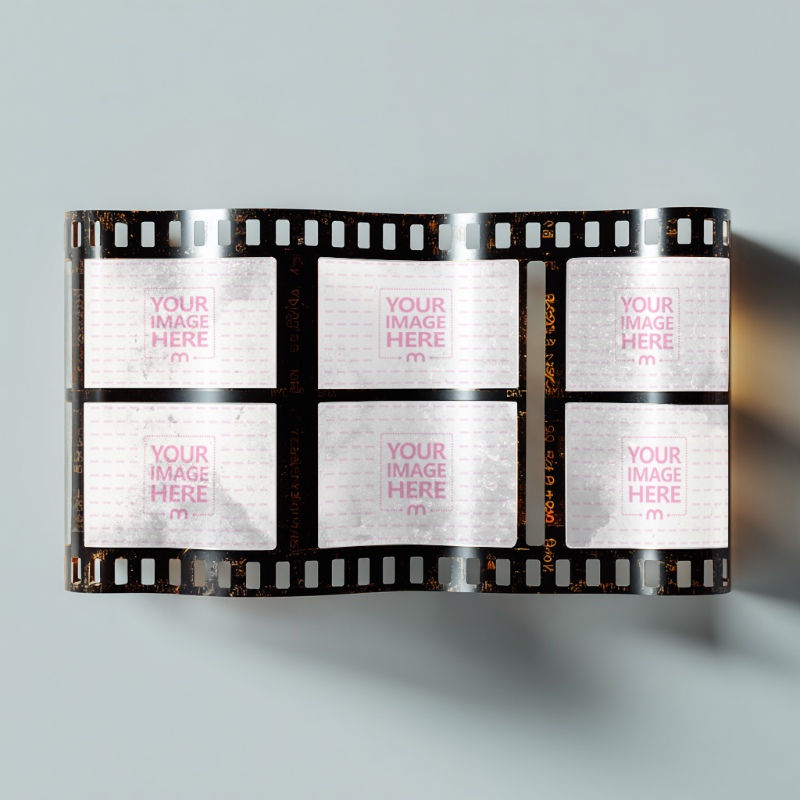 Vintage 16mm Film Strip Mockup with for Cinematic Retro Effects preview image