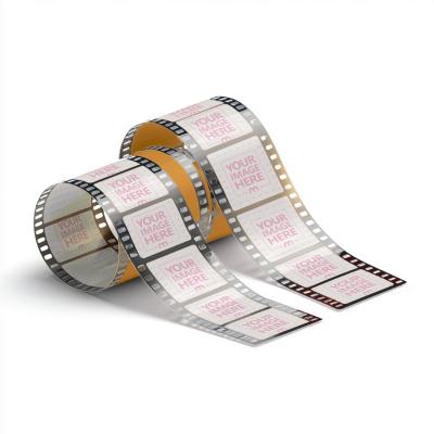 16mm Kodak Film Strip Mockup with Blank Frames for Cinematic Catalog