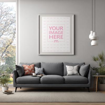 16x20 Canvas Mockup Above Sofa in Modern Living Room
