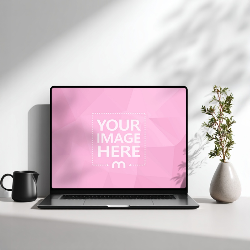 Laptop Mockup on Minimal Lifestyle Background for Tech Branding preview image