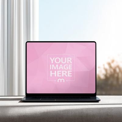 Laptop Mockup in Cozy Lifestyle Setting for Workstation Marketing