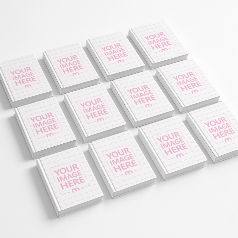 Hardcover Book Mockup in 12-Book Grid for Editorial Catalogs preview image
