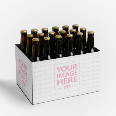 18-Pack Beer Box Mockup with Bottles Inside for Beverage Packaging