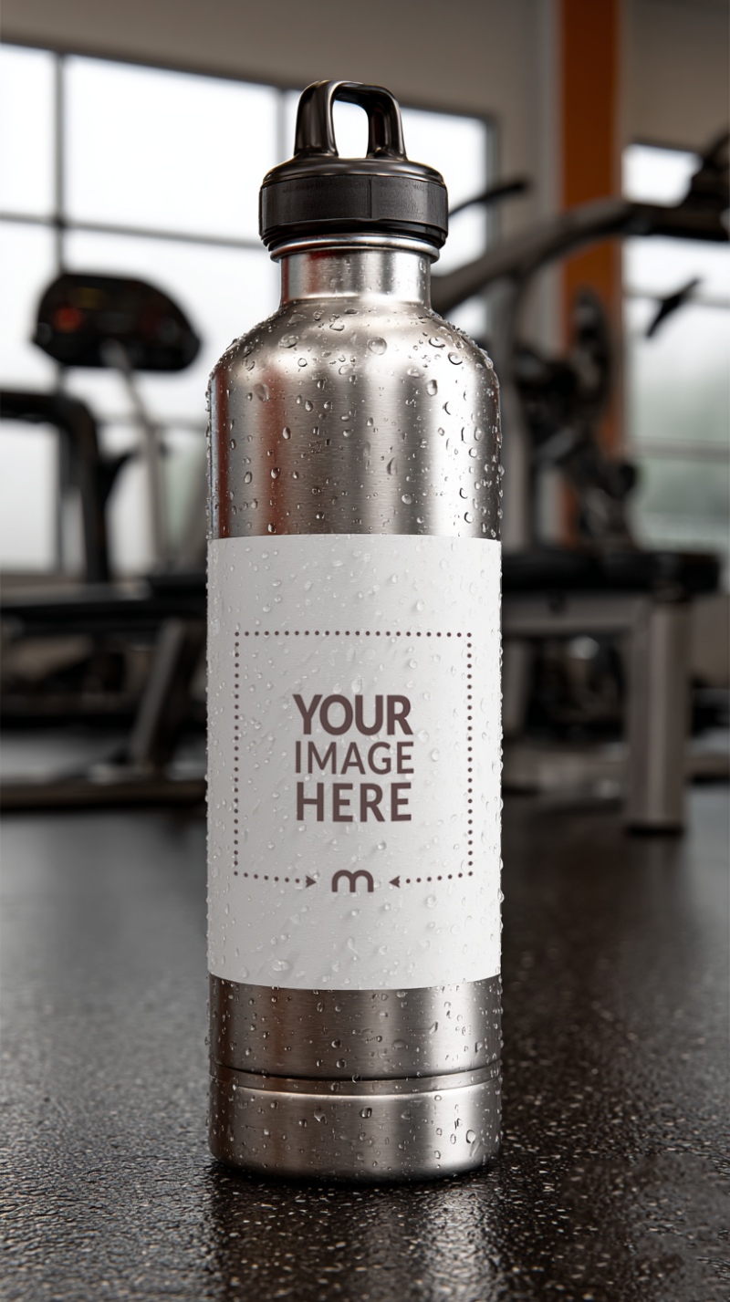 Steel Bottle Mockup for Fitness and Beverage Branding preview image