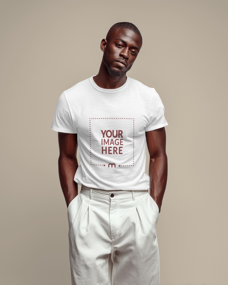 T-Shirt Mockup on Athletic Male Model for Apparel Branding preview image