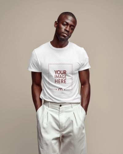 T-Shirt Mockup on Athletic Male Model for Apparel Branding