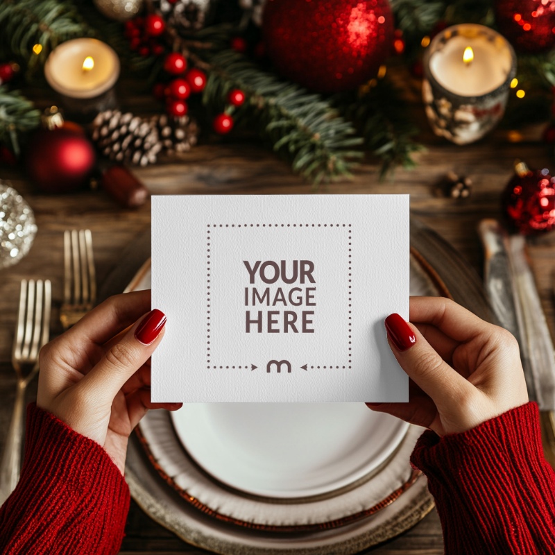 Invitation Wedding Card Mockup in Woman's Hand preview image
