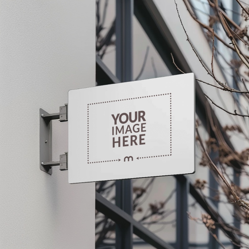 Rectangular Metal Sign Mockup for Outdoor Advertising Display preview image