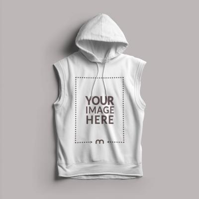 Sleeveless Hoodie Mockup in Flat Lay Style for Sportswear
