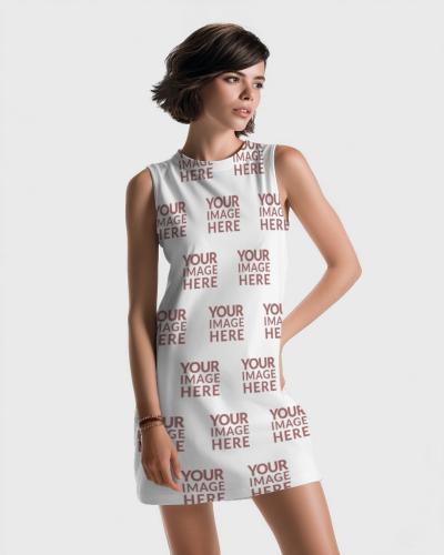 Sleeveless Dress Mockup on Model for Fashion Dress Design