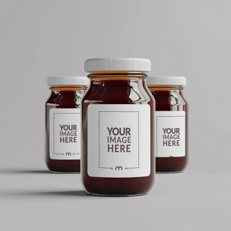 Jam Bottle Label Mockups for Artisan Food Packaging preview image