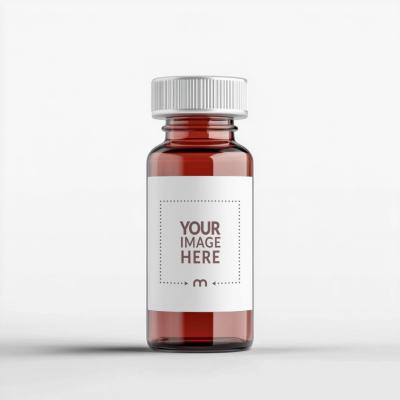Injection Bottle Label Mockup for Medical Packaging Design