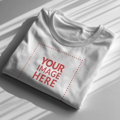 Folded T-Shirt Mockup Flat Lay for Retail Catalogs