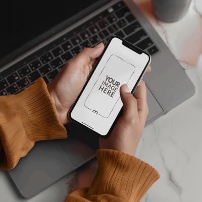 Mobile Device Mockup Held in Hand for App Showcases