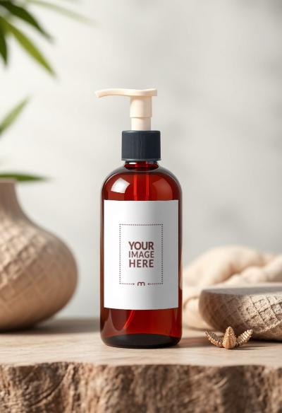 Amber Bottle Label Mockup for Organic Packaging Design