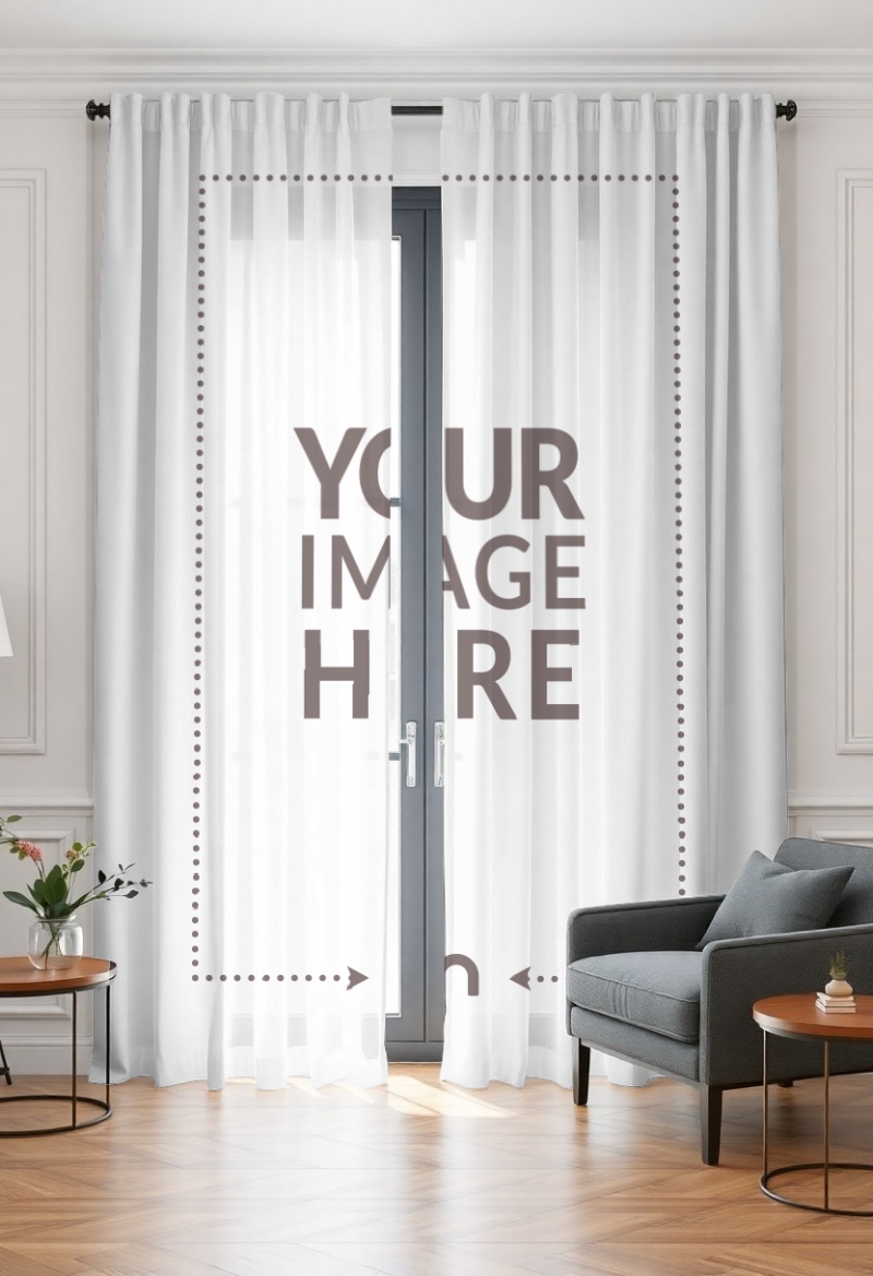 Curtain Mockup for Living Room Décor Presentation preview image