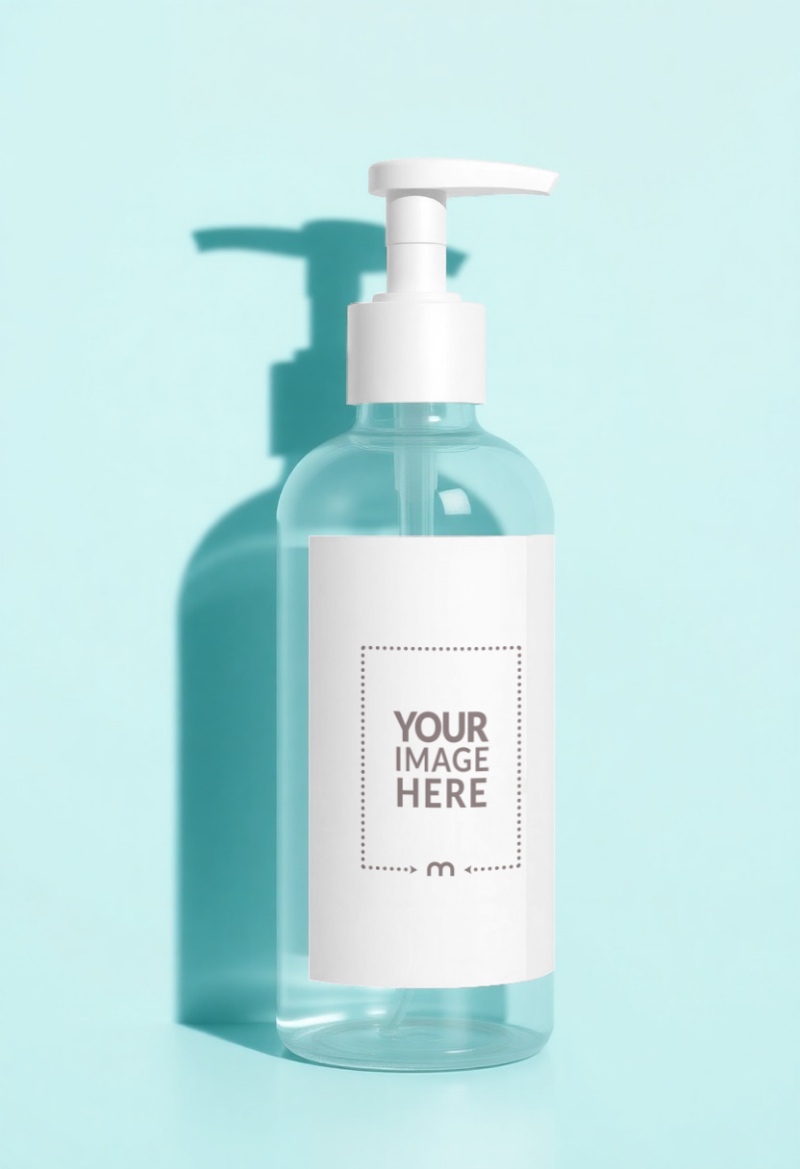 Hand Sanitizer Pump Bottle Label Mockup for Washroom preview image