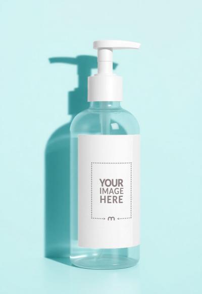 Hand Sanitizer Pump Bottle Label Mockup for Washroom