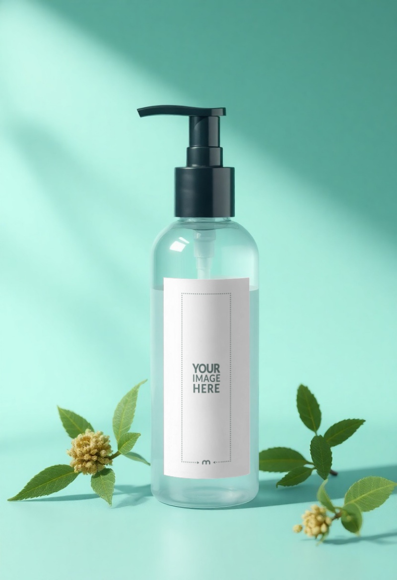 Pump Plastic Container Label Mockup for Packaging preview image