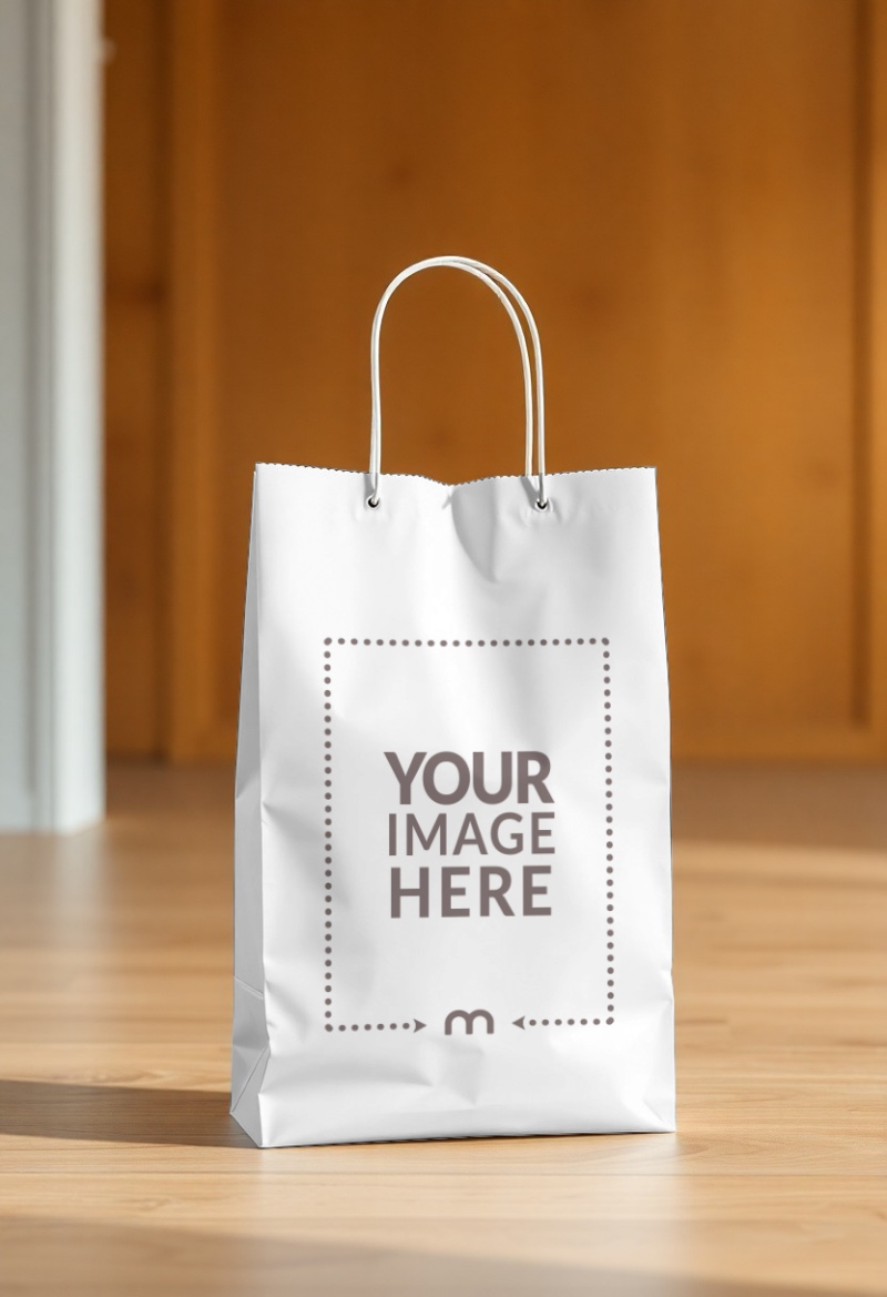 Paper Shopping Bag Mockup in Home Interior preview image