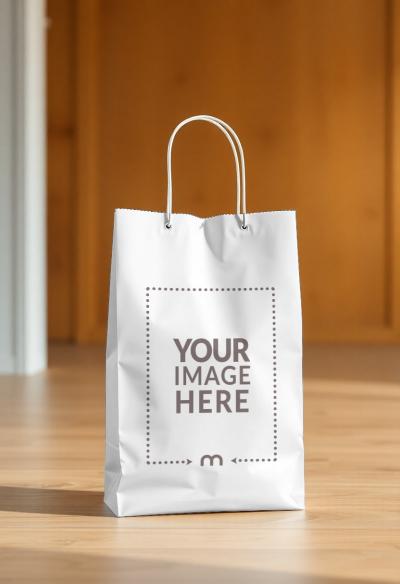 Paper Shopping Bag Mockup in Home Interior