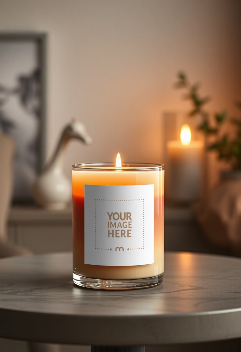 Scented Candle Label Mockup with Ambient Setting preview image