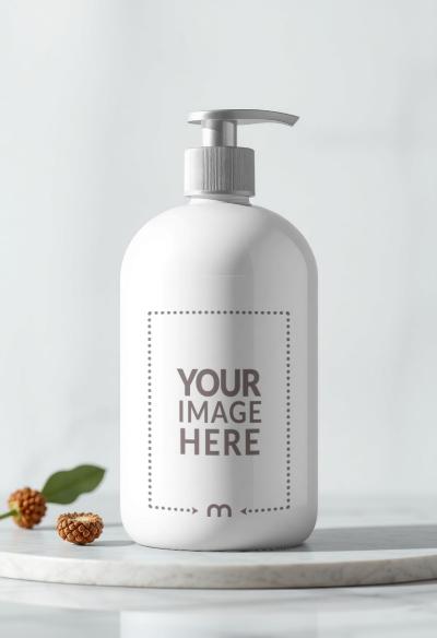 Shampoo Bottle Label Mockup for Cosmetic Branding