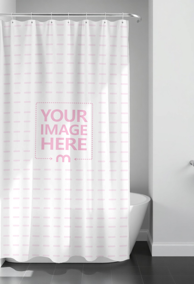 Shower Curtain Mockup in Bathroom Interior preview image