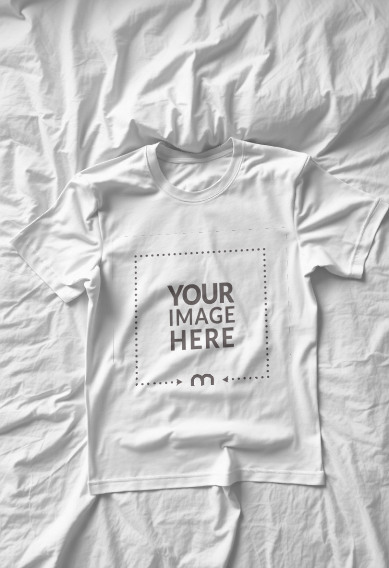 T-Shirt Mockup on Bed Top View for Lifestyle Branding preview image