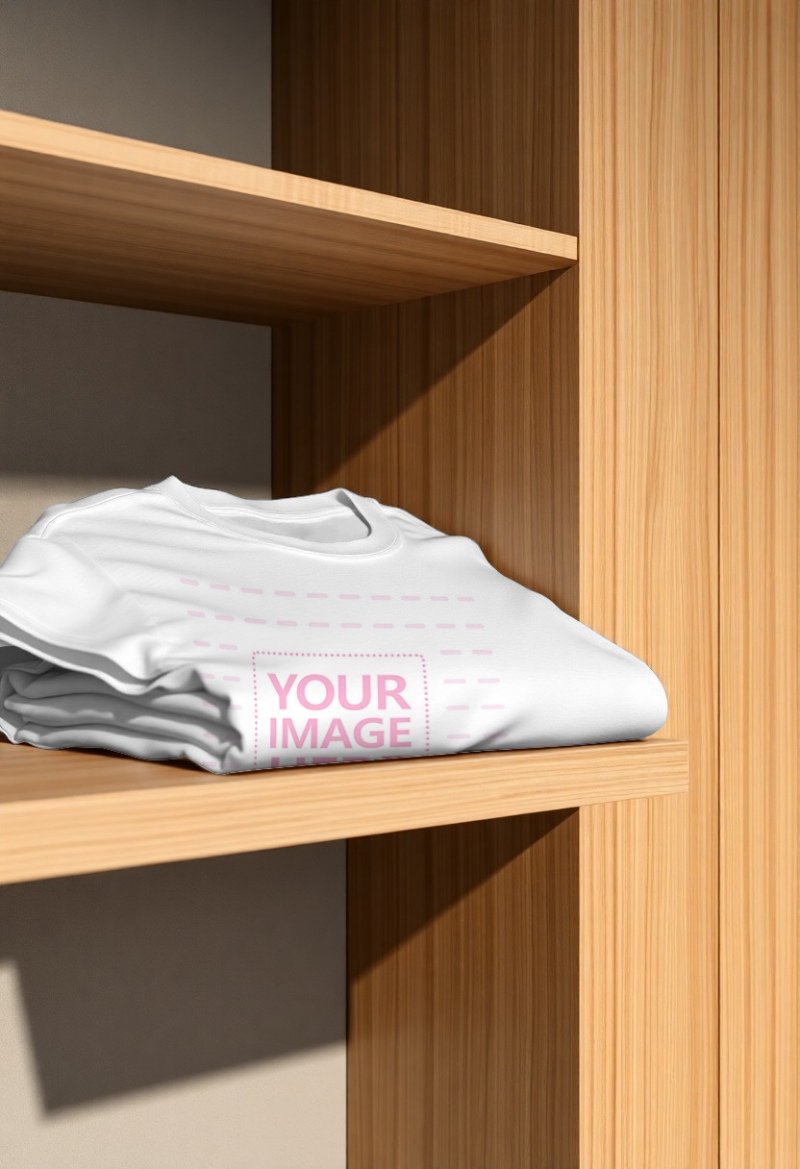 T-Shirt Mockup on Shelf for Fashion Presentation preview image
