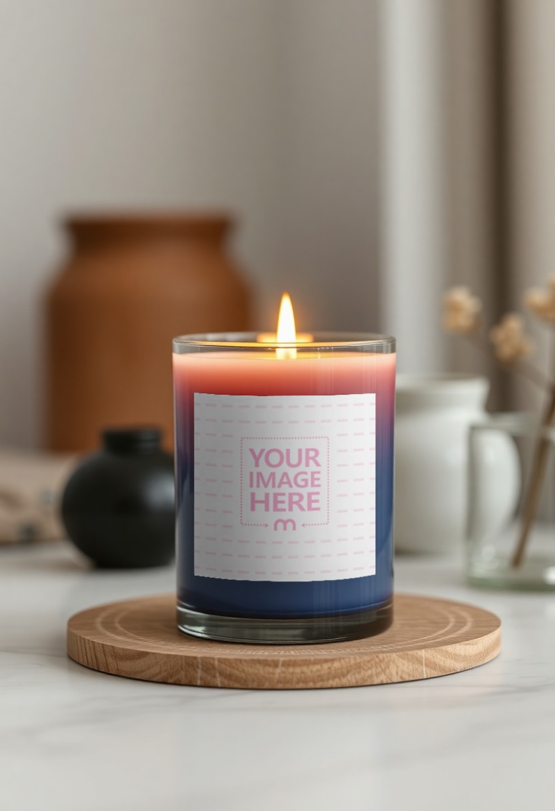 Candle Label Mockup with Dark Wax for Moody Interior preview image