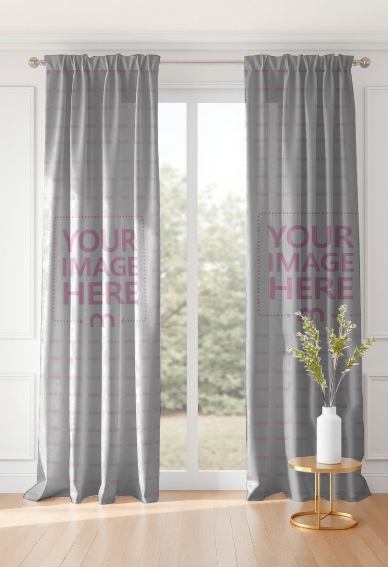 Curtain Mockup in Living Room for Drapery Visualization preview image