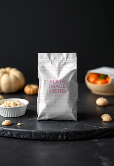 Food Packaging Mockup on Dark Background for Premium Brandings