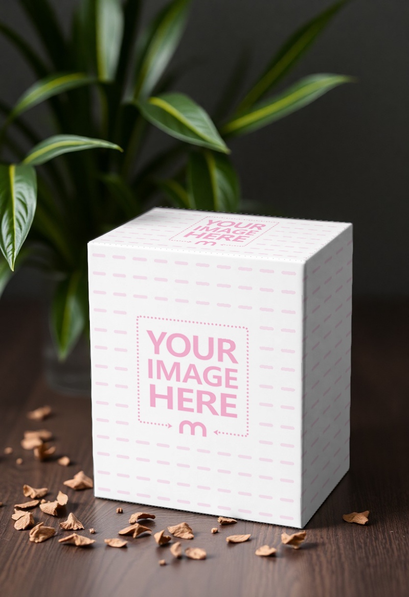 Packaging Box Mockup on Wooden Table for Retail Box Presentation preview image