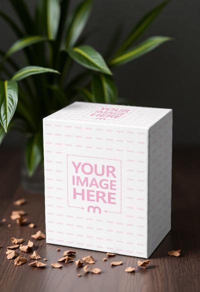 Packaging Box Mockup on Wooden Table for Retail Box Presentation