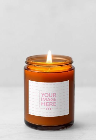 Scented Candle Label Mockup for Cozy Home Decor Settings