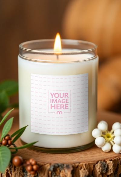 White Wax Candle Label Mockup for Soft and Minimal Branding