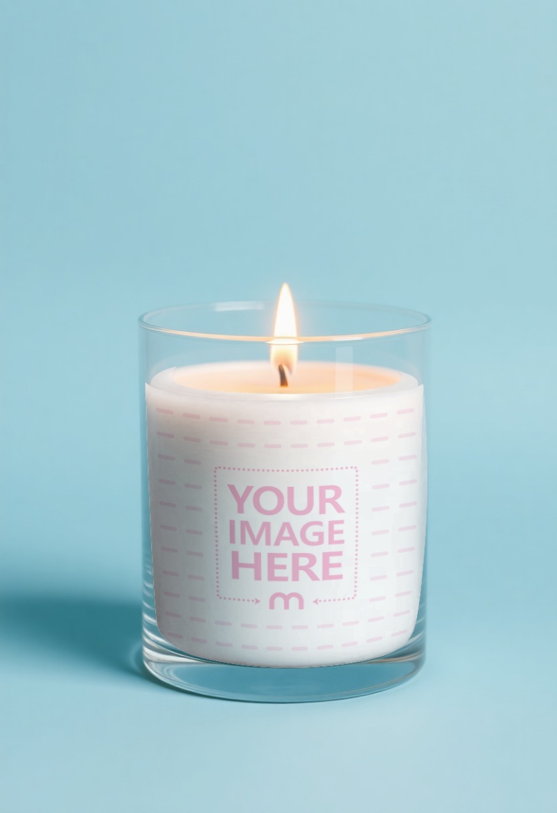 Candle Mockup on Blue Background for Product Showcase preview image