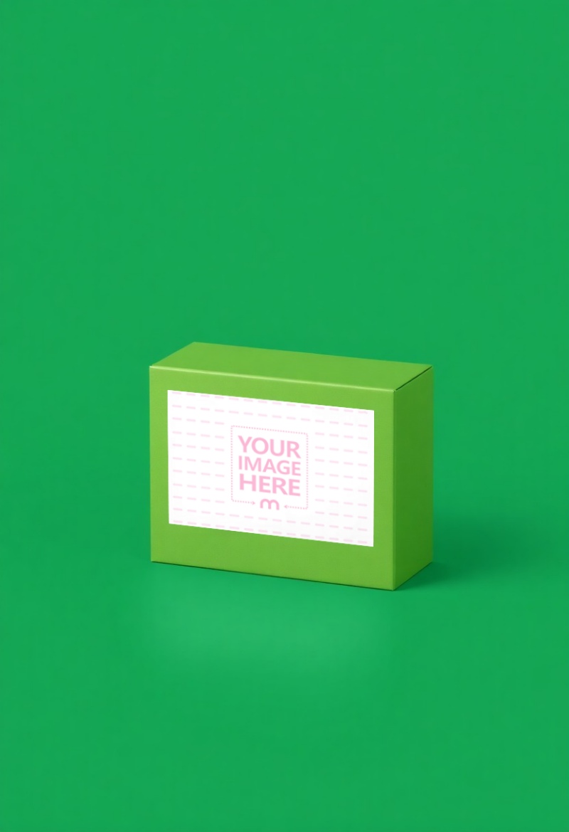 Label Mockup on Green Box for Clean Packaging Display preview image