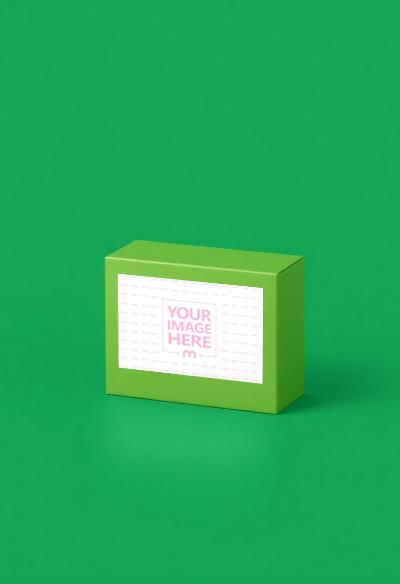 Label Mockup on Green Box for Clean Packaging Display