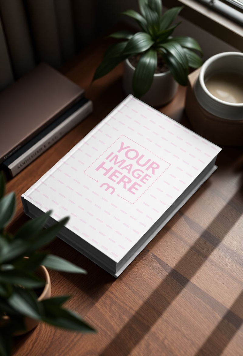 Hardcover Book Mockup in Living Room for Lifestyle Brand preview image