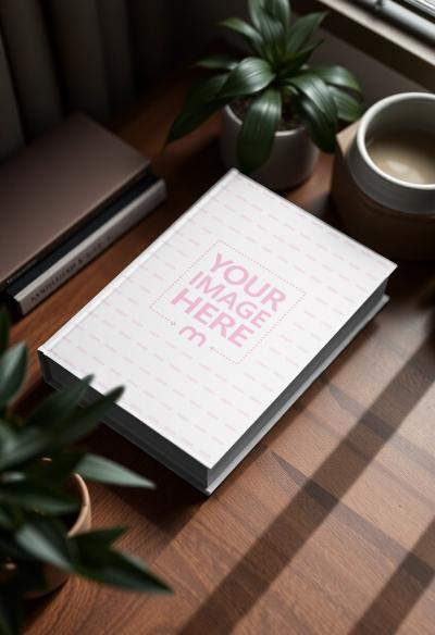 Hardcover Book Mockup in Living Room for Lifestyle Brand