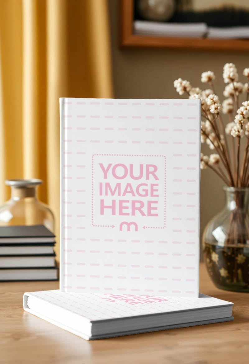 Two Book Mockups in Room Standing and Flatlay Style preview image
