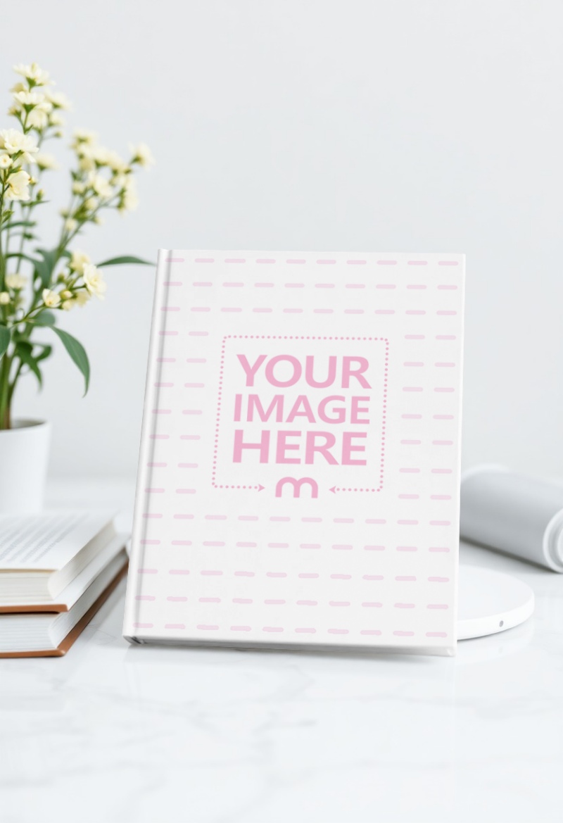 Book Mockup on Table Scene with Minimal Decor Items preview image