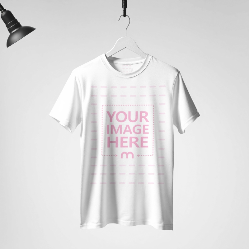 T-shirt Mockup Hanging with Spotlight on Isolated Background preview image