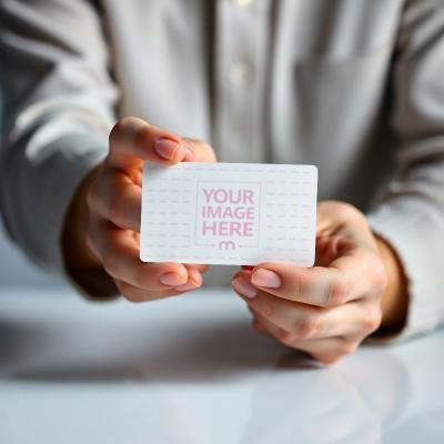 Business Card Mockup Held by Hands for Business and Corporate Designs