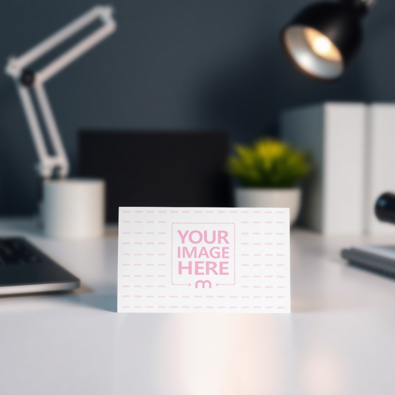 Business Card on White Table with Reading Table Background in Bokeh preview image
